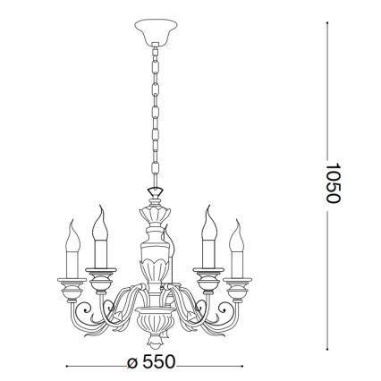 Ideal Lux - Lampadario a sospensione con catena FIRENZE 5xE14/40W/230V diametro 55 cm oro