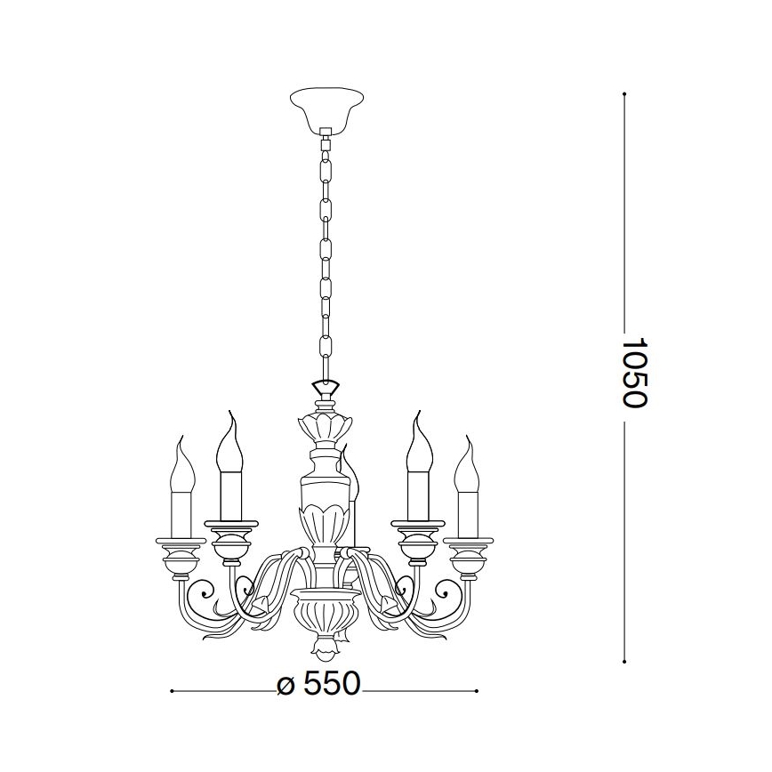 Ideal Lux - Lampadario a sospensione con catena FIRENZE 5xE14/40W/230V diametro 55 cm oro