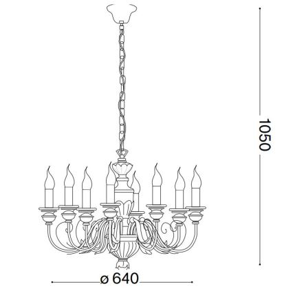 Ideal Lux - Lampadario a sospensione con catena FIRENZE 8xE14/40W/230V diametro 64 cm bianco/oro