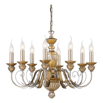 Ideal Lux - Lampadario a sospensione con catena FIRENZE 8xE14/40W/230V diametro 64 cm oro