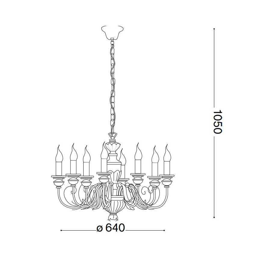 Ideal Lux - Lampadario a sospensione con catena FIRENZE 8xE14/40W/230V diametro 64 cm oro