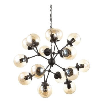Ideal Lux - Lampadario a sospensione con catena KEPLER 18xE27/42W/230V diametro 69 cm nero/fumé