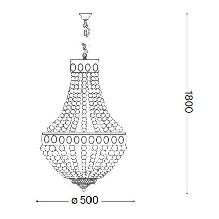 Ideal Lux - Lampadario a sospensione con catena MONET 6xE14/40W/230V diametro 50 cm bianco