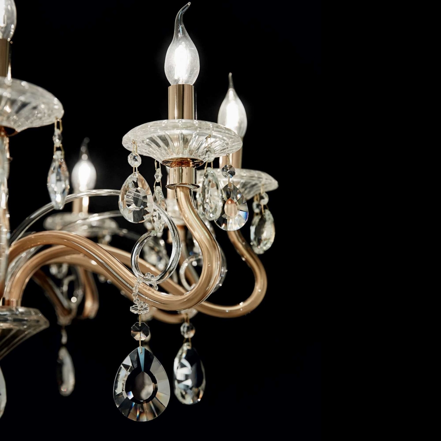 Ideal Lux - Lampadario di cristallo a sospensione con catena NEGRESCO 10xE14/28W/230V diametro 85 cm oro