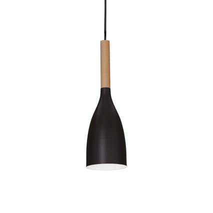 Ideal Lux - Lampadario a sospensione con cavo MANHATTAN 1xE14/40W/230V Ø 11 cm nero/faggio