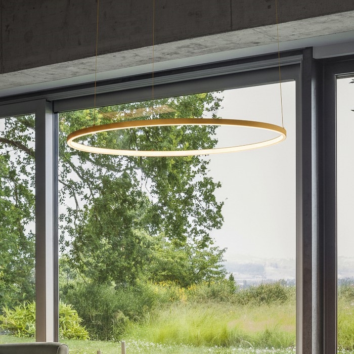 Ideal Lux - Lampadario a sospensione con cavo ORACLE SLIM LED/29W/230V 4000K CRI 90 Ø 50 cm oro