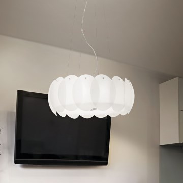 Ideal Lux - Lampadario a sospensione con cavo OVALINO 5xE27/60W/230V Ø 44 cm bianco
