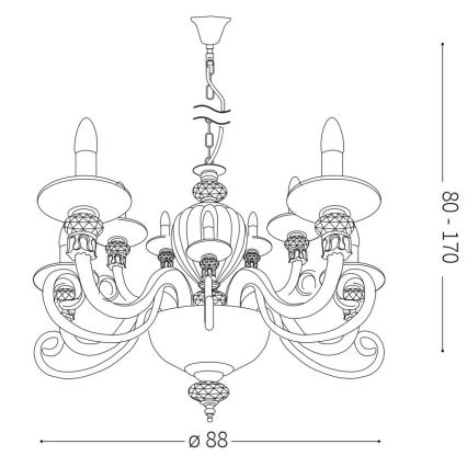 Ideal Lux - Lampadario a sospensione con filo BARONET 15xE14/40W/230V
