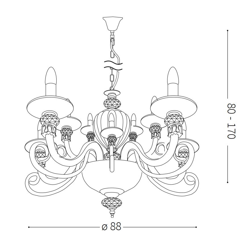 Ideal Lux - Lampadario a sospensione con filo BARONET 15xE14/40W/230V