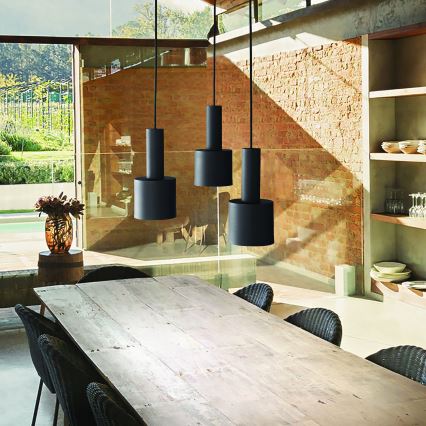 Ideal Lux - Lampadario a sospensione con filo HOLLY 1xE27/60W/230V diametro 12 cm nero