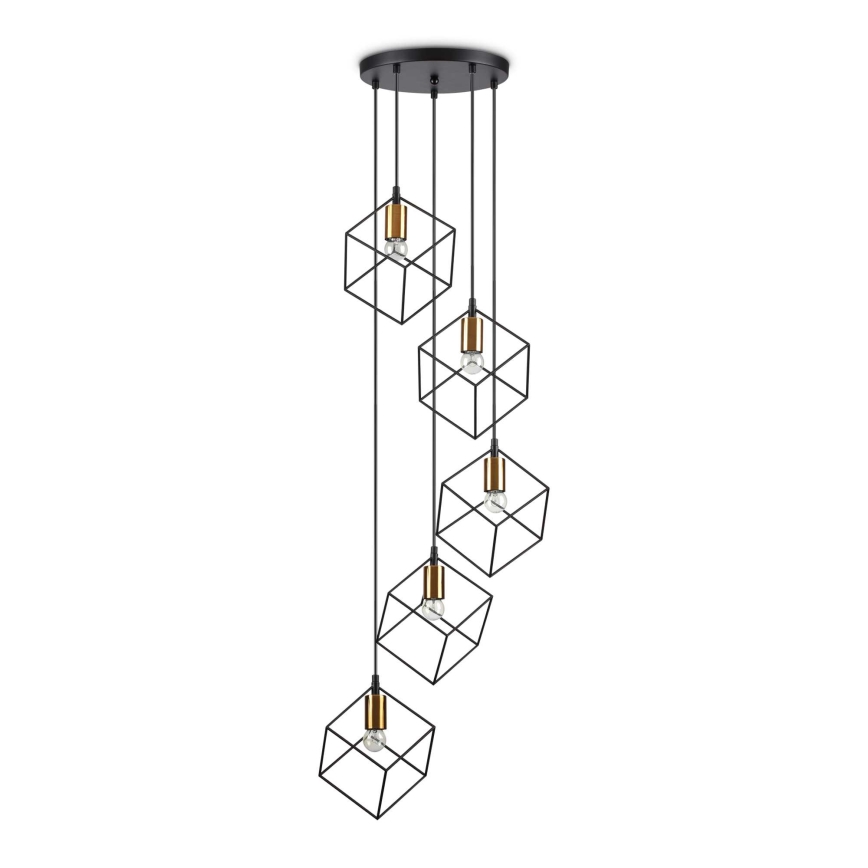 Ideal Lux - Lampadario a sospensione con filo ICE 5xE27/60W/230V diametro 50 cm nero