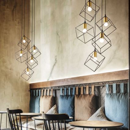 Ideal Lux - Lampadario a sospensione con filo ICE 5xE27/60W/230V diametro 50 cm nero