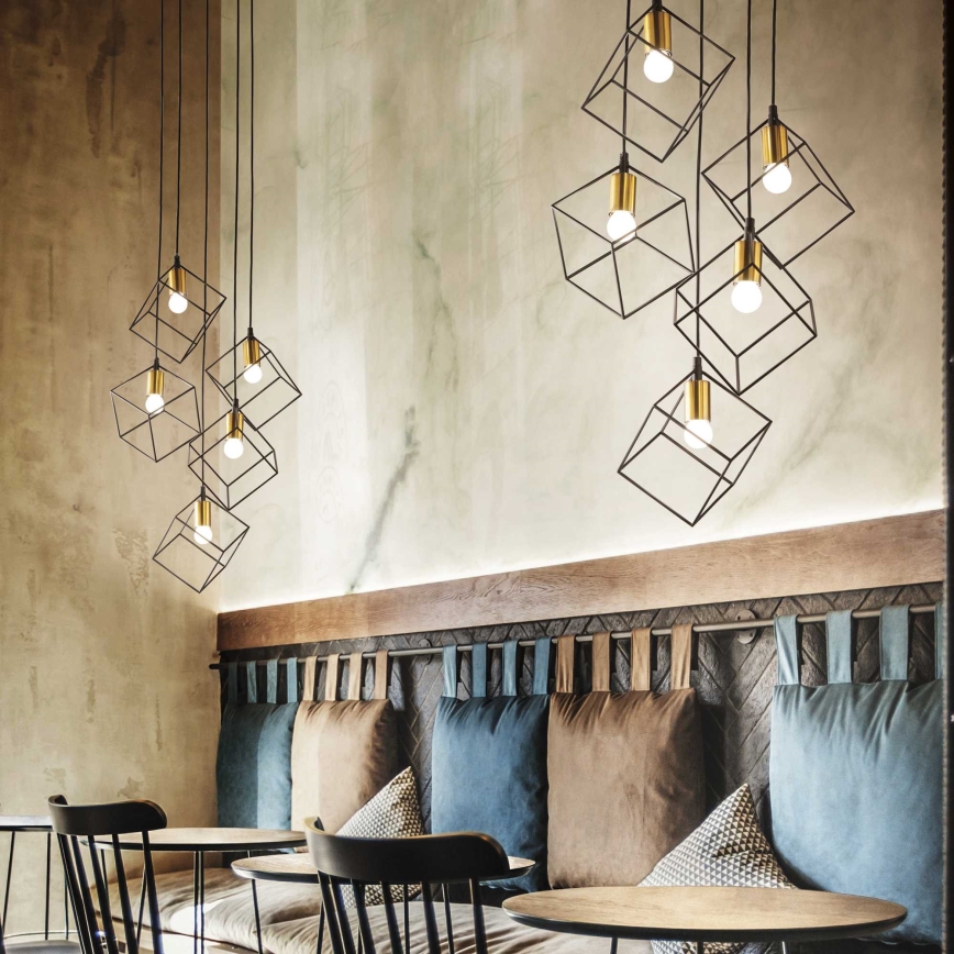 Ideal Lux - Lampadario a sospensione con filo ICE 5xE27/60W/230V diametro 50 cm nero