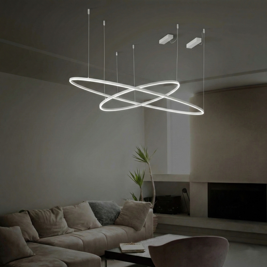 Ideal Lux - Lampadario a sospensione con filo LED dimmerabile ORACLE SLIM LED/28W/230V 4000K diametro 50 cm CRI 90 bianco