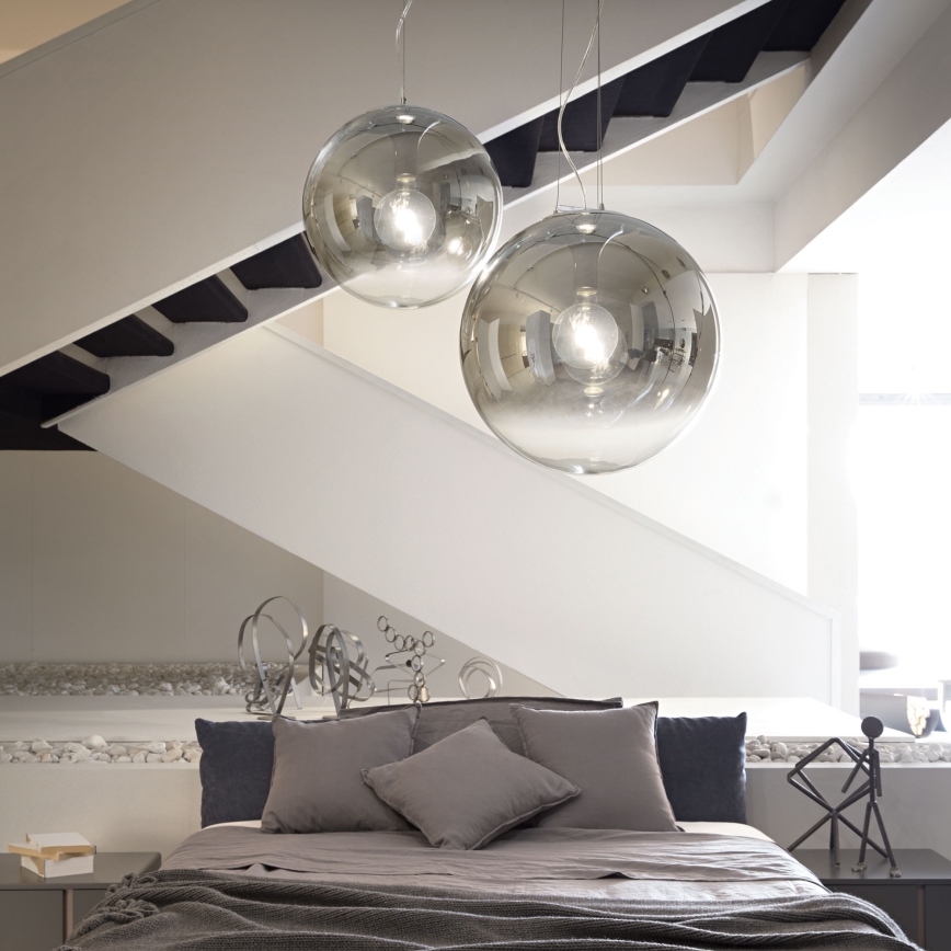 Ideal Lux - Lampadario a sospensione con filo MAPA 1xE27/42W/230V diametro 40 cm grigio/fumé