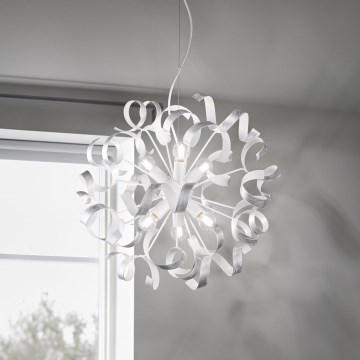 Ideal Lux - Lampadario a sospensione con filo VORTEX 6xE14/40W/230V diametro 53 cm argento/patina