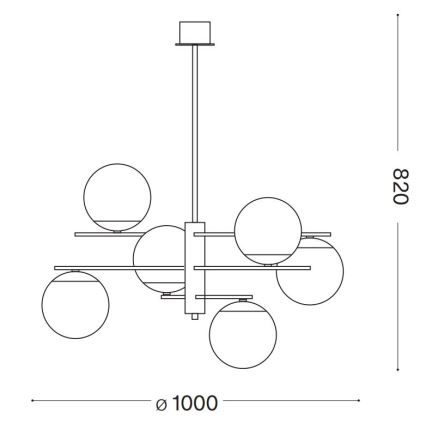 Ideal Lux - Lampadario a sospensione con supporto rigido GOURMET 6xE14/28W/230V diametro 100 cm oro