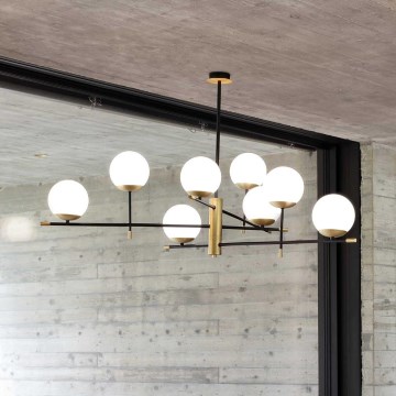 Ideal Lux - Lampadario a sospensione con supporto rigido GOURMET 9xE14/28W/230V diametro 131,5 cm oro
