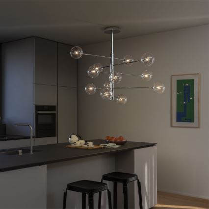 Ideal Lux - Lampadario a sospensione con supporto rigido LED EQUINOXE 12xG4/2W/230V diametro 124 cm cromo lucido/limpido