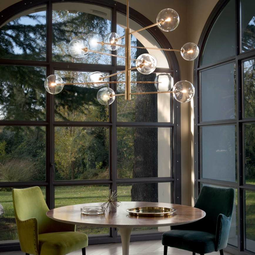 Ideal Lux - Lampadario a sospensione con supporto rigido LED EQUINOXE 12xG4/2W/230V diametro 124 cm ottone/limpido
