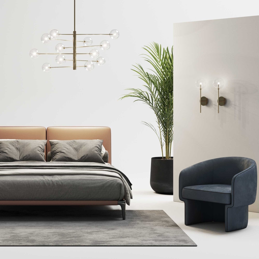 Ideal Lux - Lampadario a sospensione con supporto rigido LED EQUINOXE 12xG4/2W/230V diametro 124 cm ottone/limpido