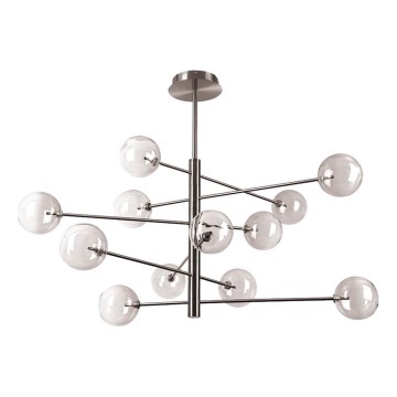 Ideal Lux - Lampadario a sospensione con supporto rigido LED EQUINOXE 12xG4/2W/230V diametro 128,1 cm cromo lucido/fumé