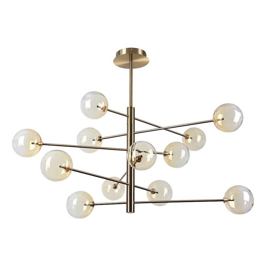 Ideal Lux - Lampadario a sospensione con supporto rigido LED EQUINOXE 12xG4/2W/230V diametro 128,1 cm ottone/fumé