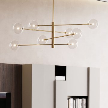 Ideal Lux - Lampadario a sospensione con supporto rigido LED EQUINOXE 8xG4/2W/230V diametro 128 cm ottone/limpido