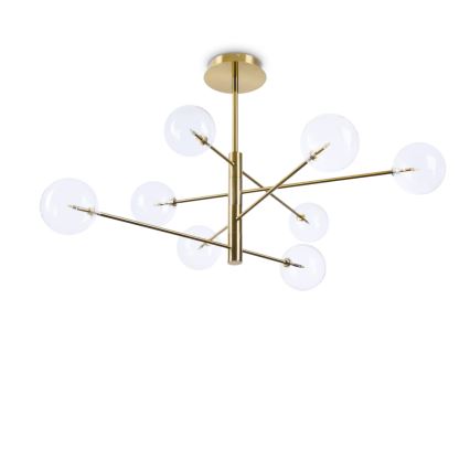 Ideal Lux - Lampadario a sospensione con supporto rigido LED EQUINOXE 8xG4/2W/230V diametro 128 cm ottone/limpido