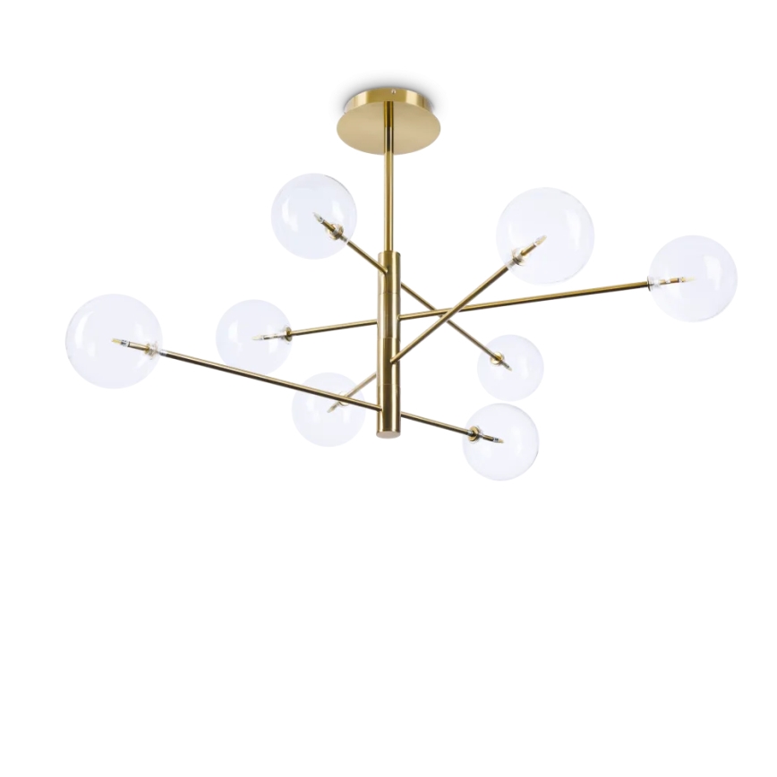 Ideal Lux - Lampadario a sospensione con supporto rigido LED EQUINOXE 8xG4/2W/230V diametro 128 cm ottone/limpido