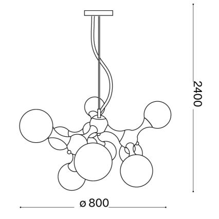 Ideal Lux - Lampadario a sospensione su cavo NODI 9xE14/28W/230V Ø 80 cm cromo lucido/bianco