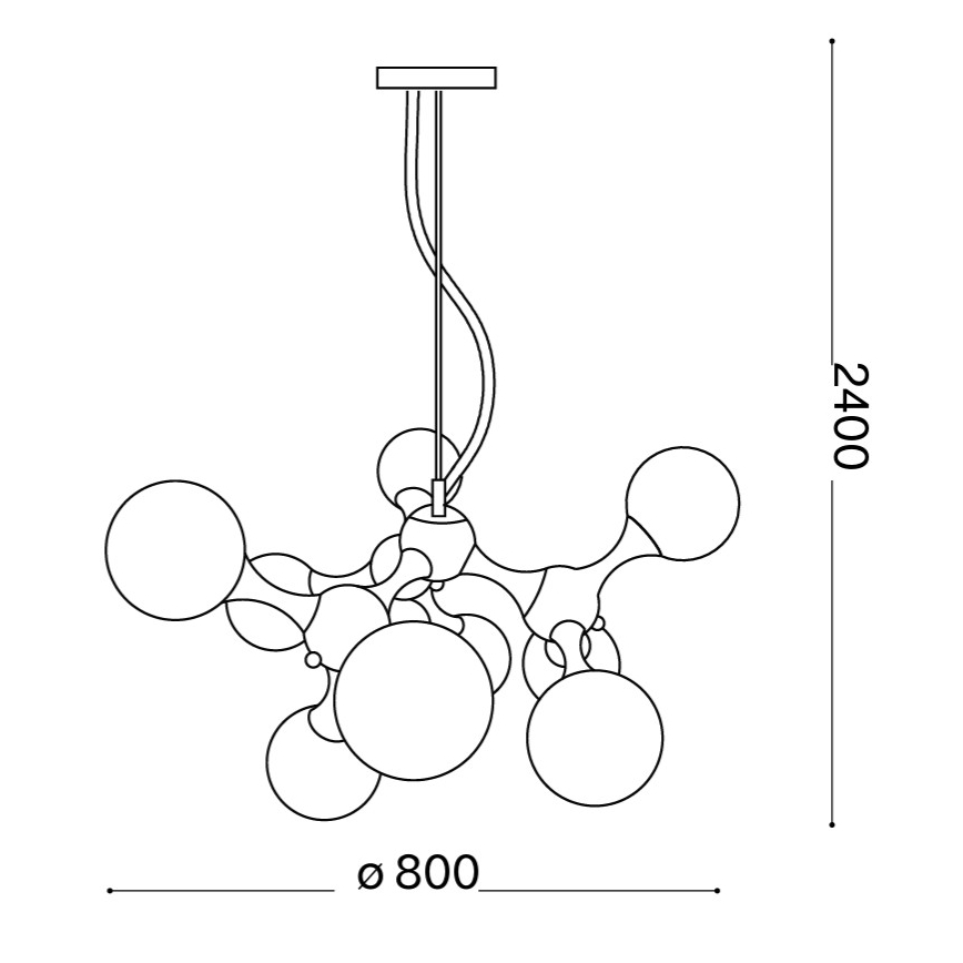 Ideal Lux - Lampadario a sospensione su cavo NODI 9xE14/28W/230V Ø 80 cm cromo lucido/bianco