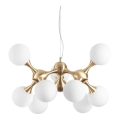 Ideal Lux - Lampadario a sospensione su cavo NODI, 9xE14/28W/230V, Ø 80 cm, ottone/bianco