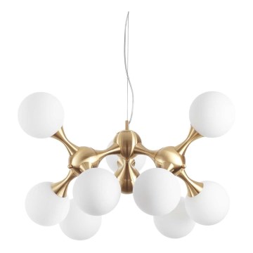 Ideal Lux - Lampadario a sospensione su cavo NODI, 9xE14/28W/230V, Ø 80 cm, ottone/bianco