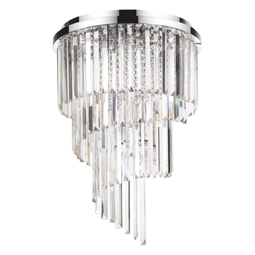 Ideal Lux - Lampadario di cristallo a plafone CARLTON 12xE14/40W/230V diametro 50 cm cromo lucido