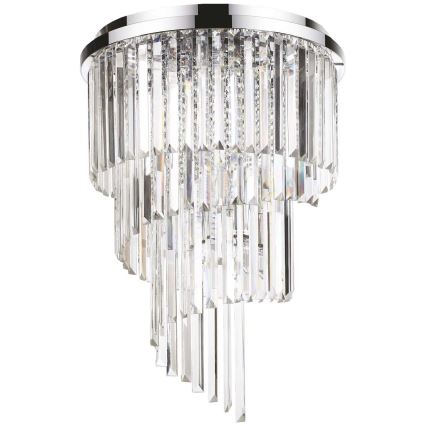 Ideal Lux - Lampadario di cristallo a plafone CARLTON 12xE14/40W/230V diametro 50 cm cromo lucido