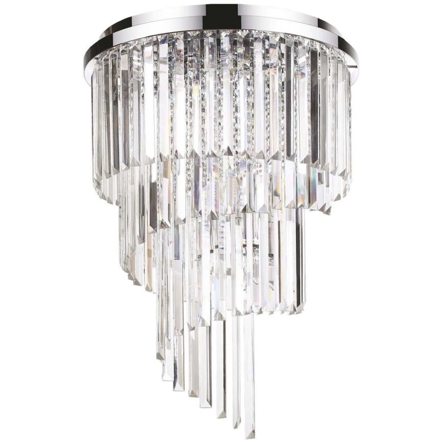 Ideal Lux - Lampadario di cristallo a plafone CARLTON 12xE14/40W/230V diametro 50 cm cromo lucido