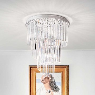 Ideal Lux - Lampadario di cristallo a plafone CARLTON 12xE14/40W/230V diametro 50 cm cromo lucido