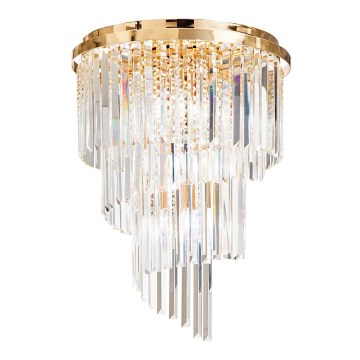 Ideal Lux - Lampadario di cristallo a plafone CARLTON 12xE14/40W/230V diametro 50 cm oro