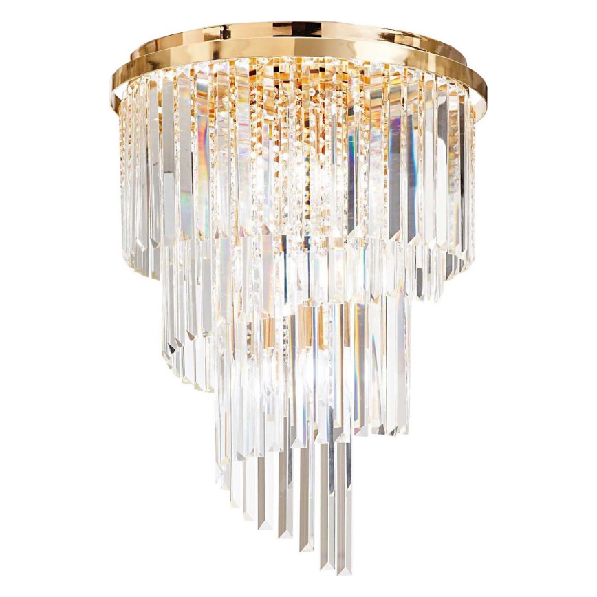 Ideal Lux - Lampadario di cristallo a plafone CARLTON 12xE14/40W/230V diametro 50 cm oro