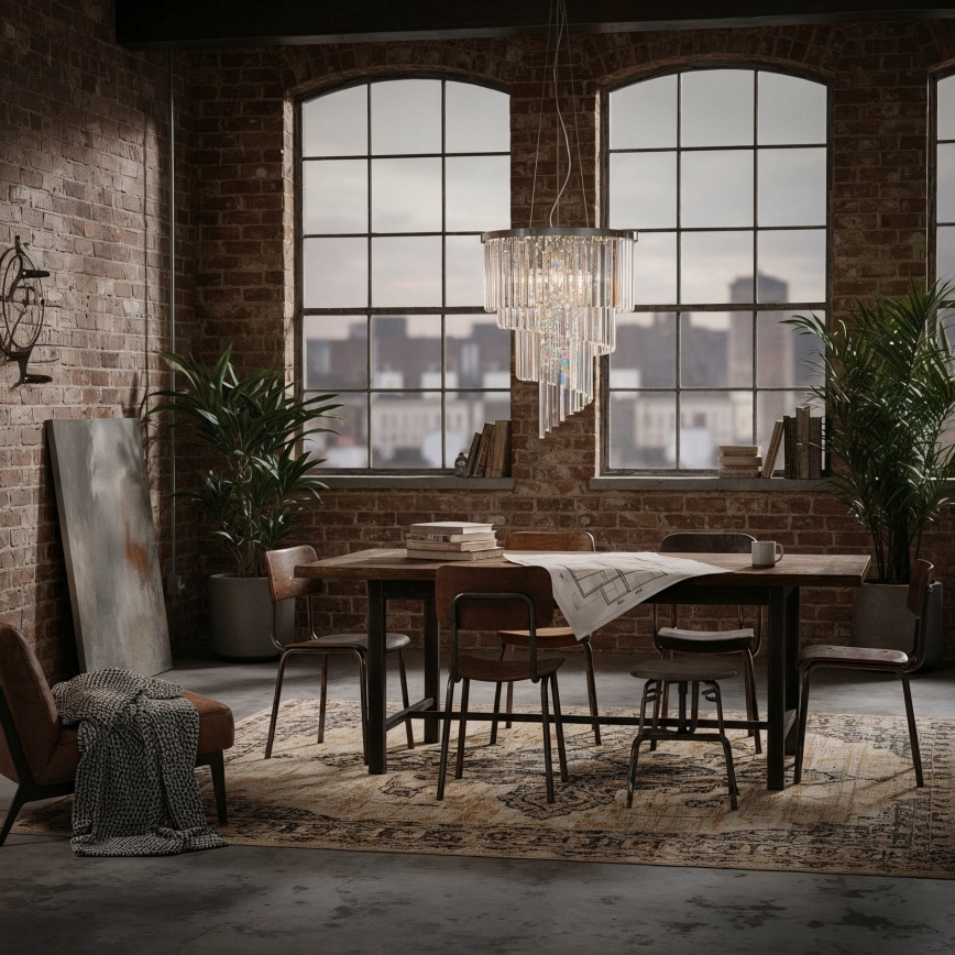 Ideal Lux - Lampadario di cristallo a sospensione CARLTON 12xE14/40W/230V diametro 50 cm cromo lucido