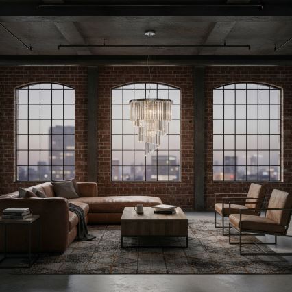 Ideal Lux - Lampadario di cristallo a sospensione CARLTON 12xE14/40W/230V diametro 50 cm cromo lucido