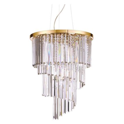 Ideal Lux - Lampadario di cristallo a sospensione CARLTON 12xE14/40W/230V diametro 50 cm oro