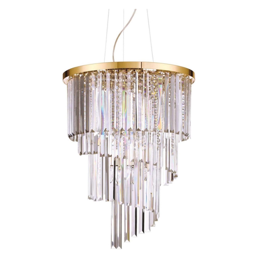 Ideal Lux - Lampadario di cristallo a sospensione CARLTON 12xE14/40W/230V diametro 50 cm oro