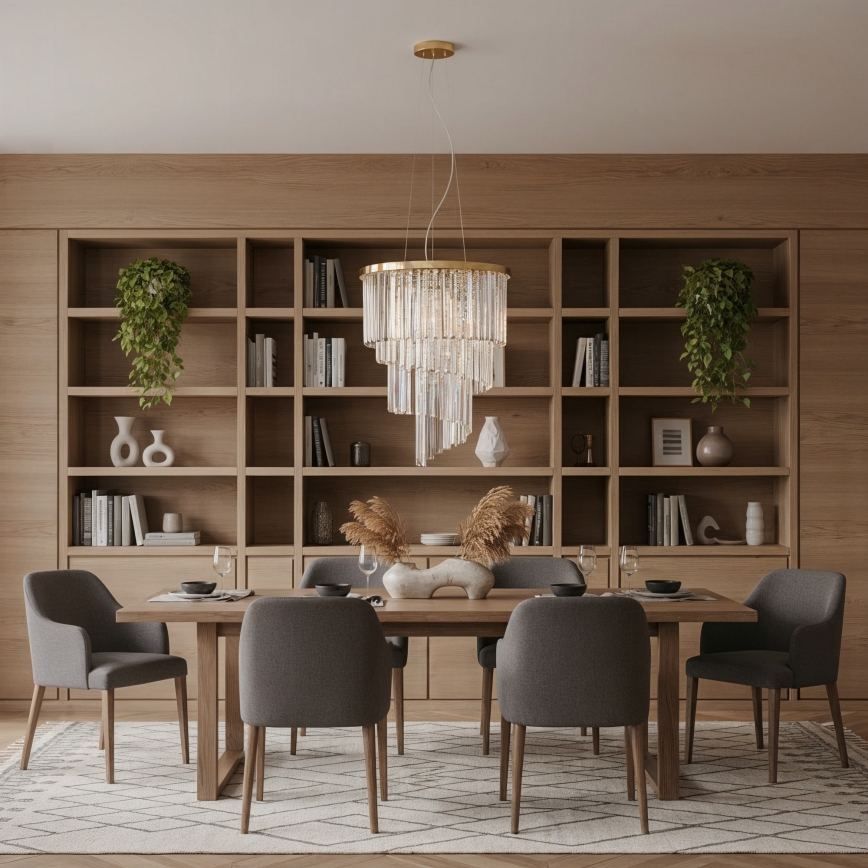 Ideal Lux - Lampadario di cristallo a sospensione CARLTON 12xE14/40W/230V diametro 50 cm oro