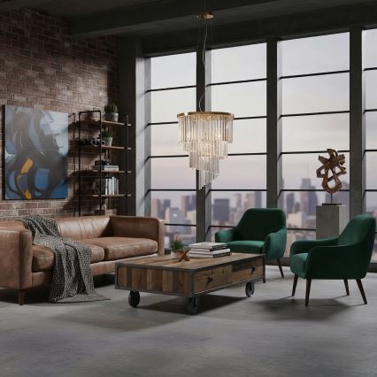 Ideal Lux - Lampadario di cristallo a sospensione CARLTON 12xE14/40W/230V diametro 50 cm oro