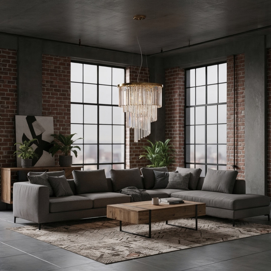 Ideal Lux - Lampadario di cristallo a sospensione CARLTON 12xE14/40W/230V diametro 50 cm oro
