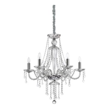 Ideal Lux - Lampadario di cristallo a sospensione con catena AMADEUS 6xE14/40W/230V diametro 67 cm limpido