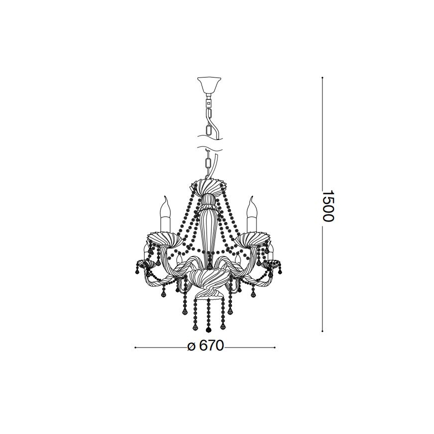 Ideal Lux - Lampadario di cristallo a sospensione con catena AMADEUS 6xE14/40W/230V diametro 67 cm limpido