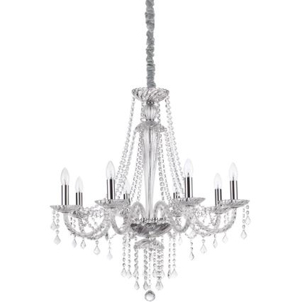 Ideal Lux - Lampadario di cristallo a sospensione con catena AMADEUS 8xE14/40W/230V diametro 80 cm limpido